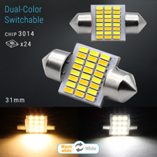 Syneticusa Led 31mm Switchback Festoon Map Dome Interior Light Bulbs Whiteamber