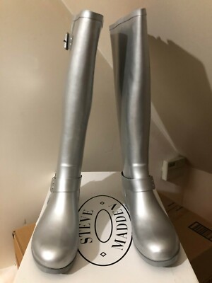 Steve Madden Women's Tsunamil Rain Boot, Silver, 7 M US, www.stevemadden.com