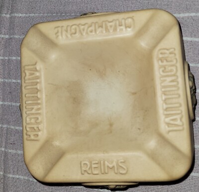 ALTER GROSSER ASCHENBECHER '' CHAMPAGNER TAITTINGER REIMS '' AUS KERAMIK - 16,5 X 8 CM