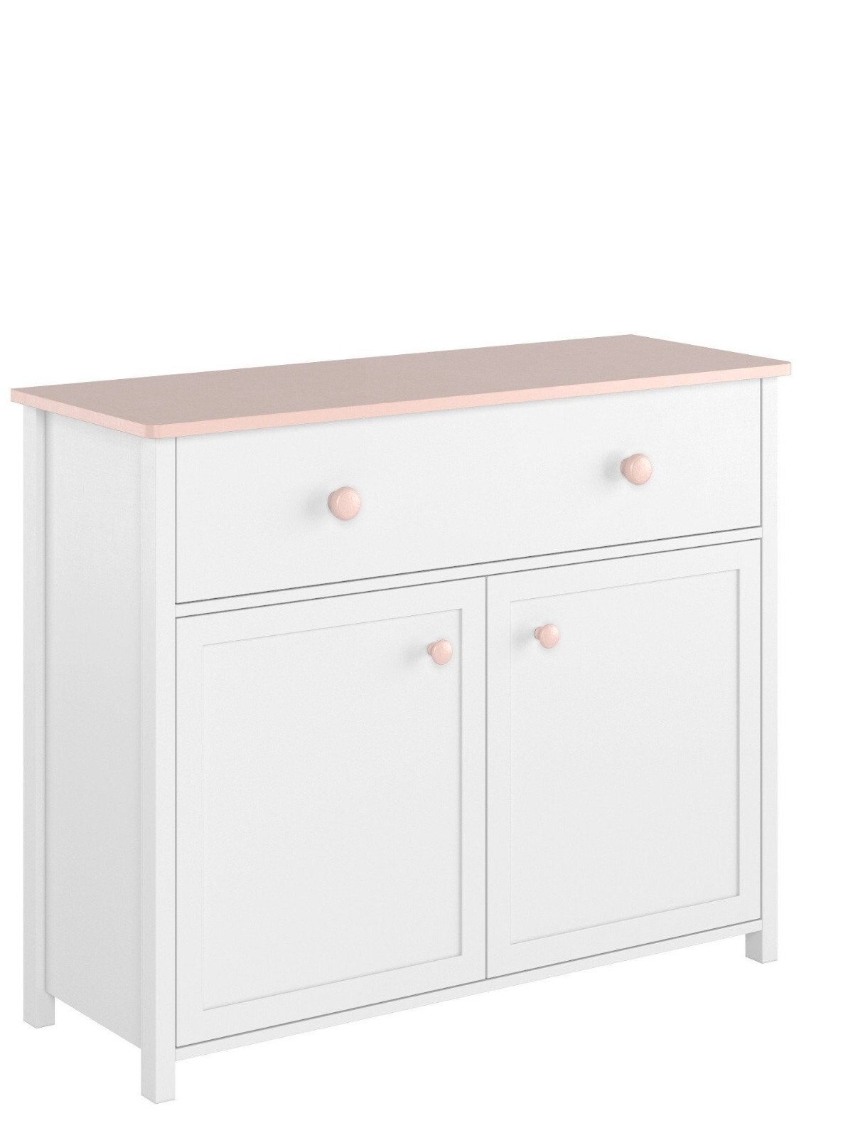 Brand New Modern Sideboard Cabinet Luna LN-05 in White Matt & Pink 110cm