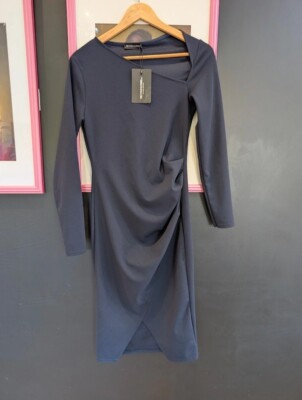 PrettyLittleThing Asymmetric Neck Navy Pleated Wrap Midi Dress BNWT Size 10 | eBay UK PrettyLittleThing Asymmetric Neck Navy Pleated Wrap Midi Dress BNWT Size 10 | eBay UK