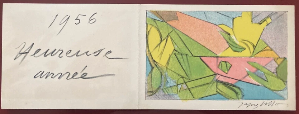 Jacques Villon lithographie signée art abstrait cubisme art 1956 abstraction art - Photo 2/3
