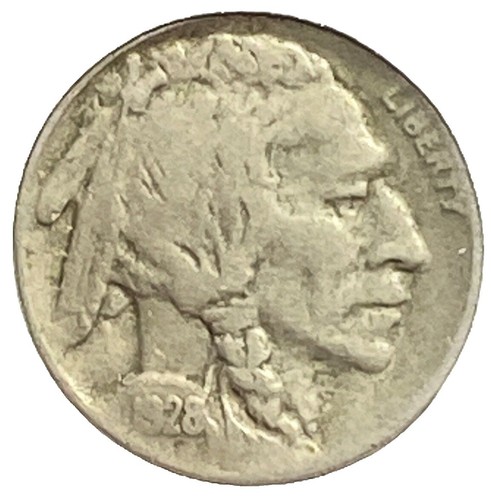 1928 S Buffalo Nickel 5 Cent Piece- San Francisco, VG/Fine Details