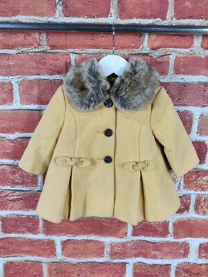 BABY GIRLS COAT AGE 3-6 MONTHS FRED FLO YELLOW BUTTON WINTER