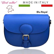 Borsa in Vera pelle donna con tracolla Made in Italy. “Best Seller” COL. BLU