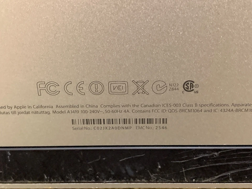 Apple Late 2012 iMac 27 Aluminum Rear Housing Case A1419 EMC 2546 - Image 4 of 4