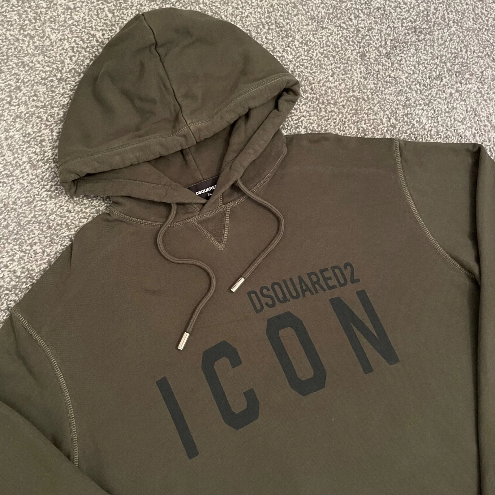 ?Dsquared2 ICON Felpa con cappuccio in kaki?TG. XL?