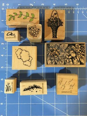Rubber Stampers, Nature/ Plant Themed,   9 Piece Lot,  See Pics ,  B-11 Lot#5