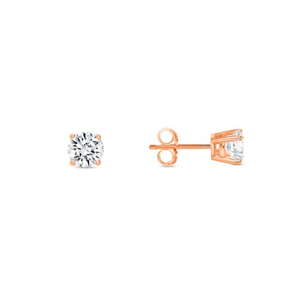 1/3 kt runde im Labor hergestellte gewachsene Diamant-Ohrringe 14 K Rotgold D/VVS Korbdrücker