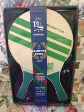 NEW Champions Court Club Pickleball Wooden Paddle Green 2 Paddles 2 Balls Set