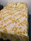 Vintage Bed Bedspread Double Retro 140x200x50cm Floral Yellow NOS Funky Poly