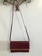Vintage Burgundy Leather Small Crossbody Handbag 9x5.5x2"