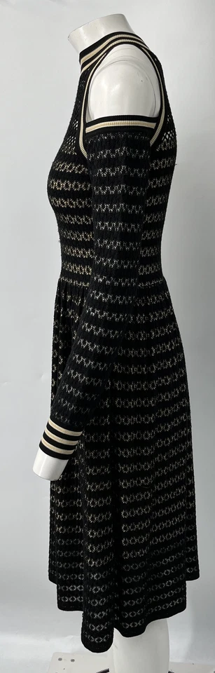 Vestido Fendi Negro/Amarillo Hombro Podría Jersey-Rayas Manga Larga (SIN CINTURÓN) talla 42 Foto 3 de 4