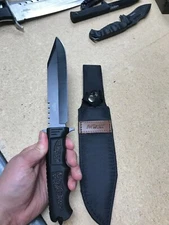 MTECH USA SURVIVAL HUNTING KNIFE 12.25" OAL/ 7" Fixed Blade Black w/sheath