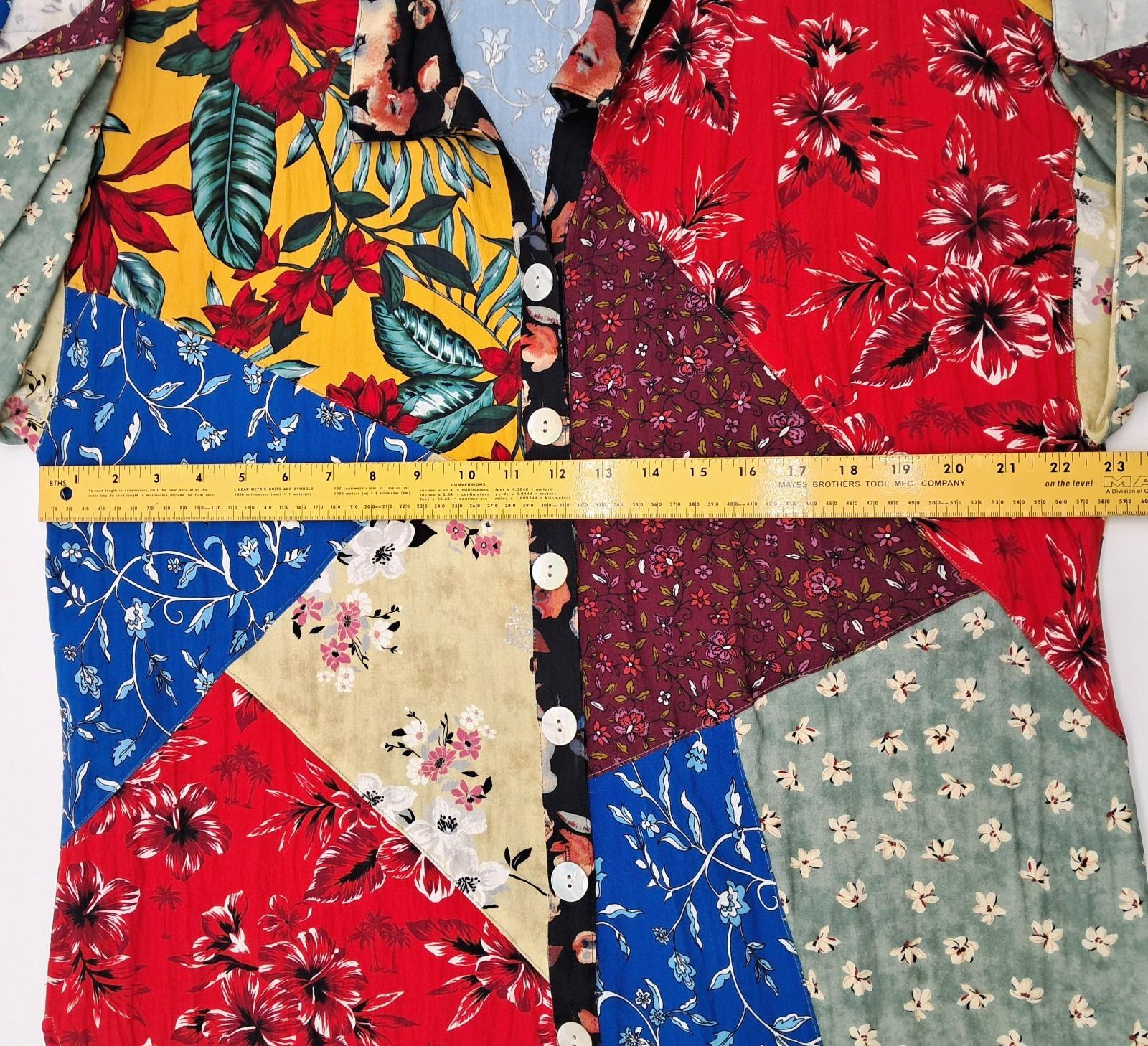 John Mark Patchwork Button Top Size L Artsy Cotta… - image 8