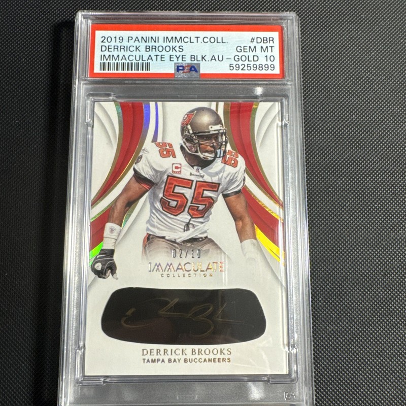 2019 Immaculate Collection Eye Black Gold Auto /10 Derrick Brooks PSA 10 POP 1