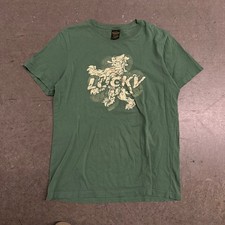Lucky Brand Mens Green Shamrock Lion Graphic T-Shirt Classic Fit Small S
