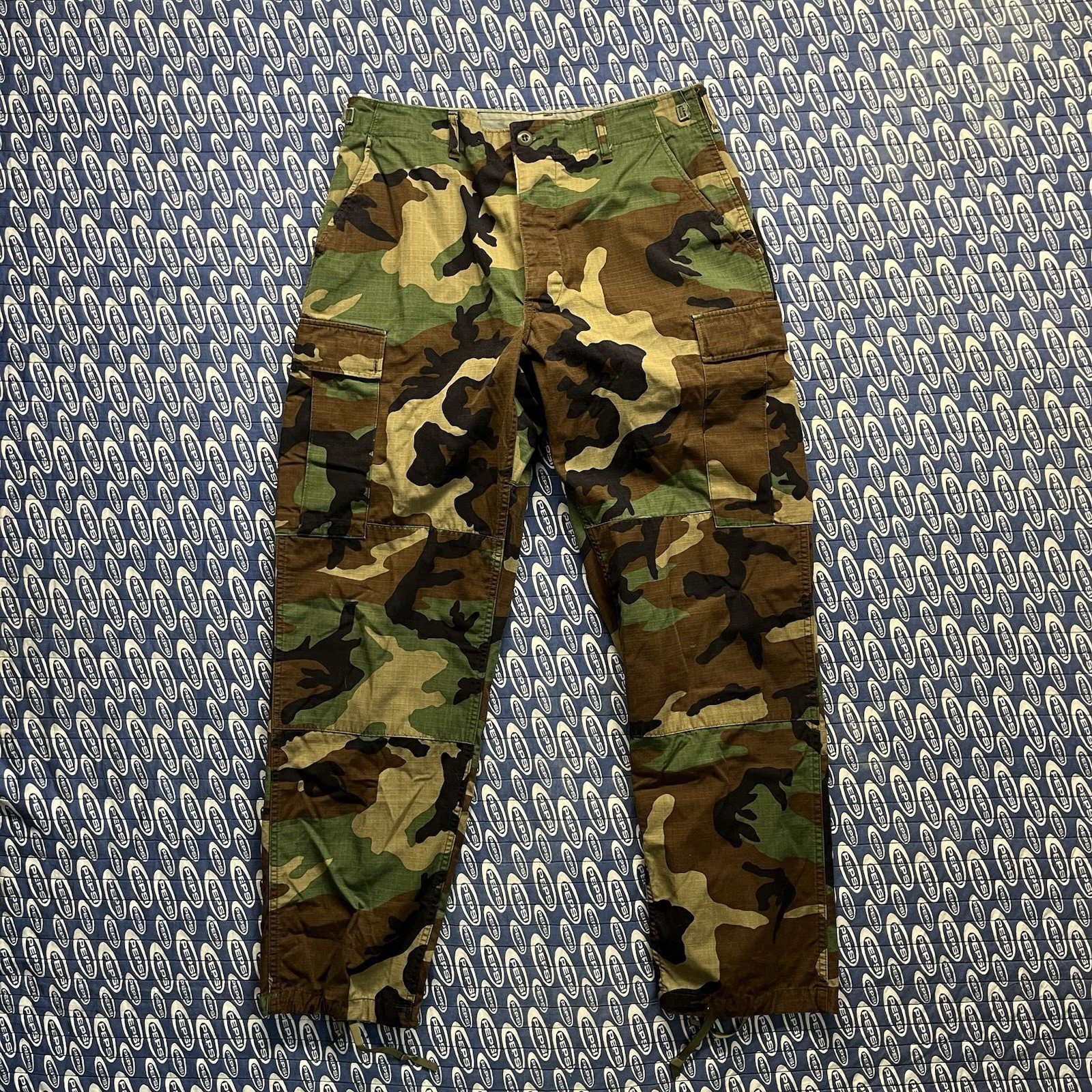 VTG Men's Medium Regular Woodland Camo Cargo Pants Army Marines Utility Button Fly USA Made