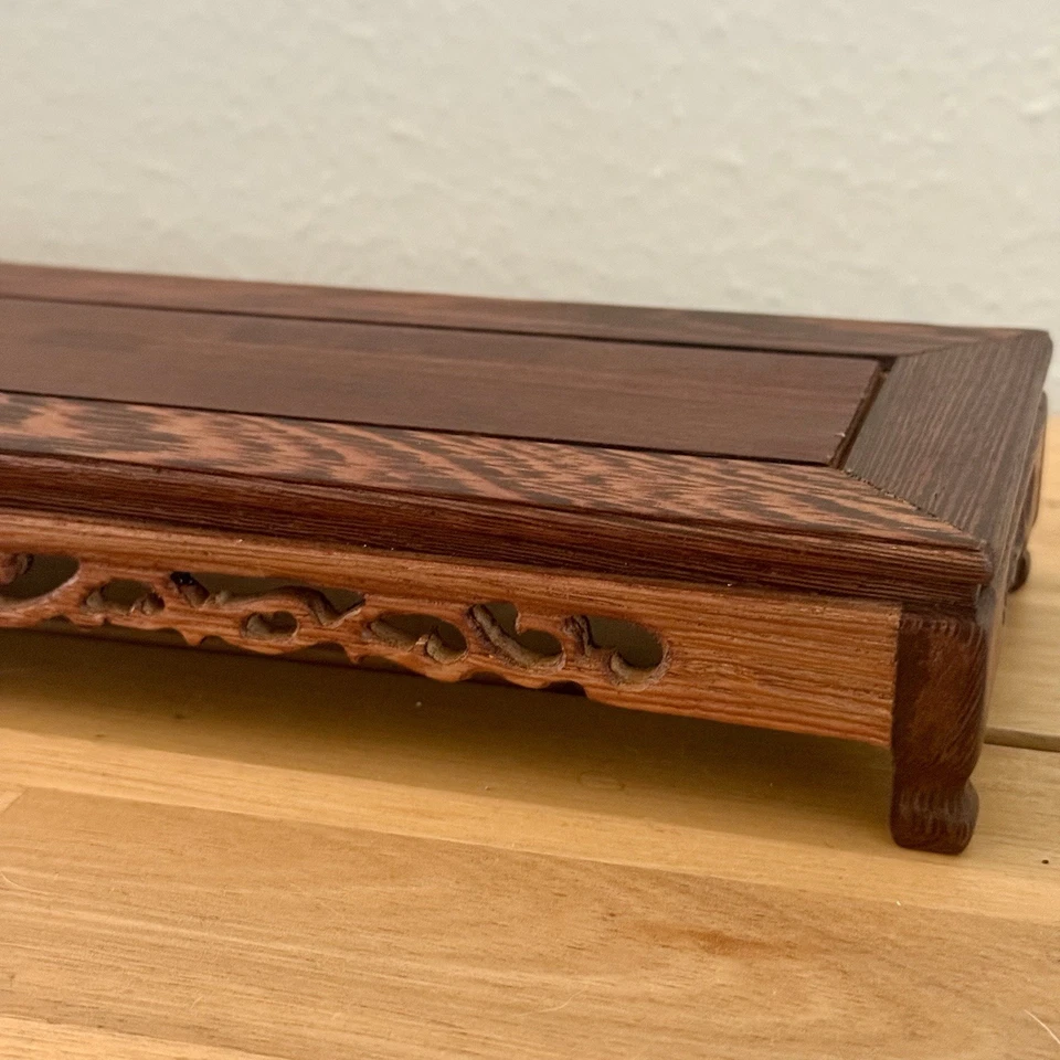 Jarrón bonsái pedestal rectangular de madera Ji-Chi estatua soporte de exhibición oriental 12,5" Foto 3 de 4