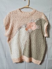 Vintage Shenanigans Sweater Floral Acrylic Size Large Pastel Pullover Women's