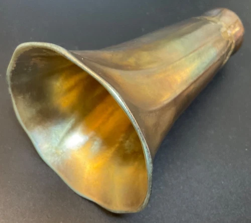 ANTIQUE TIFFANY STUDIOS LCT FAVRILE SIGNED LILY LAMP SHADE AURENE IRIDESCENT #7