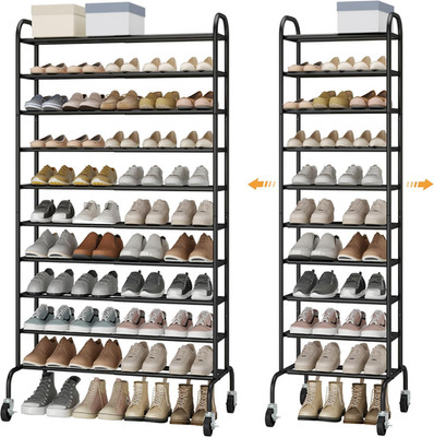 Expandable Shoe Rack, 10-Tier Metal Tall Shoe Rack for Garage, up to 44 Pairs Ad