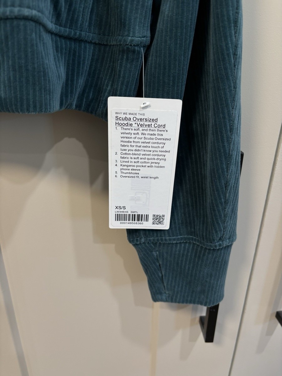 swag.com とぅるー $148 Lululemon Storm Teal Scuba Oversized Hoodie *Velvet Cord Size