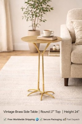 Vintage Brass Side Table Unique Bird Claw Design Coffee Drink Table Home Decor