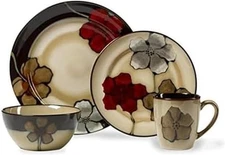 Dinnerware Set  Stoneware Plates Artesian Pint Bowls Mugs Dishwasher Safe 16pc