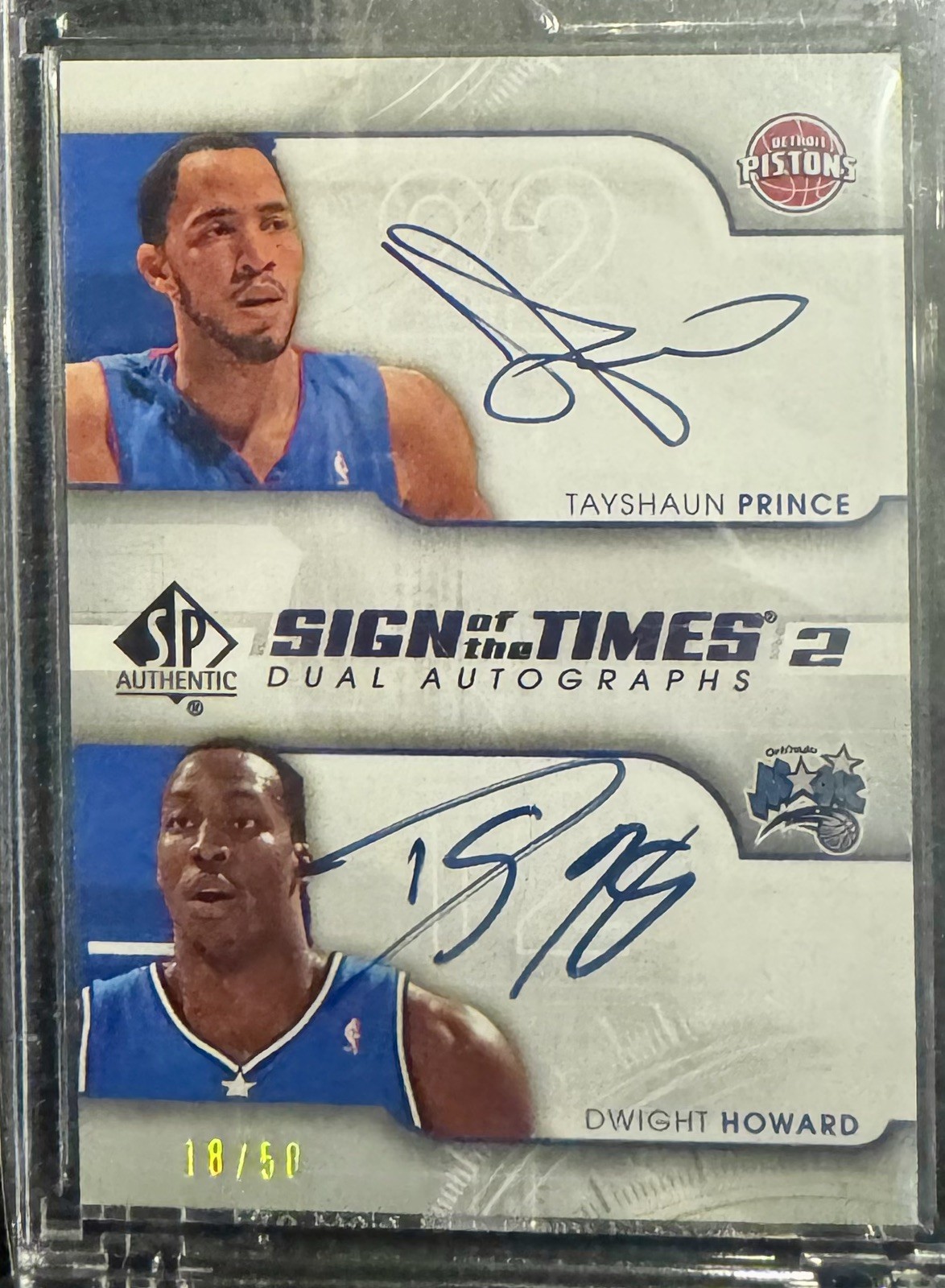 2008-09 SP Authentic - Dwight Howard, Tayshaun Prince dual auto /50 