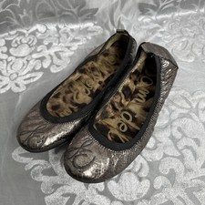 sam edelman flats 7.5 metallic Flats Snake Skin Print Gray Cheetah Inside