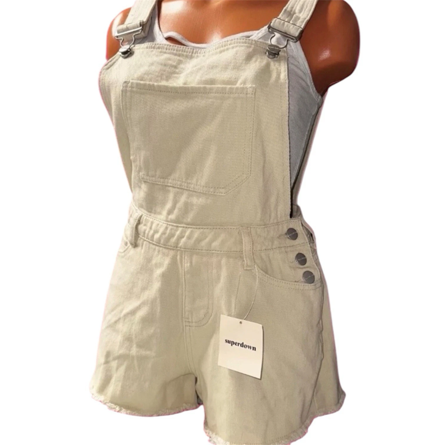 Superdown Shortalls Overall Shorts Raw Hem Size 26