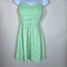 Windsor Lace Dress Strapless Sz XS Green Layered Evening Party Cocktail Mini