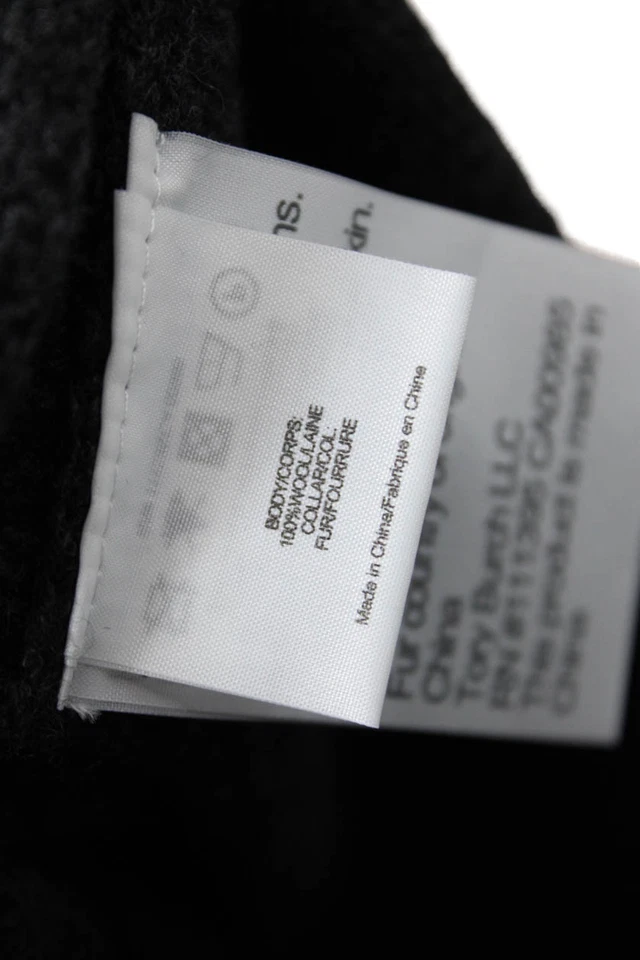 Tory Burch Womens Wool Fur Hooded Ribbed Hem Pullover Sweater Gray Size L - Image 4 of 4