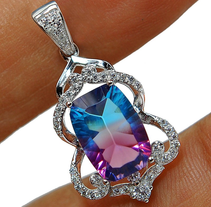 Clover Heat Treated 3CT Tourmaline Quartz 925 Sterling Silver Pendant LV4-8
