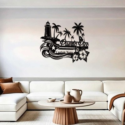 Metal Wall Art Rustic Style Puerto Rico Hanging Decor Chic