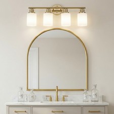 24'' Vanity Light 4 Lights with Glass Shade Bathroom Mirror Wall Fixture Gold