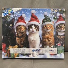 Christmas Puzzle 1000 Piece Xmas Cats Gifts Jigsaw Bonus Poster Complete Holiday