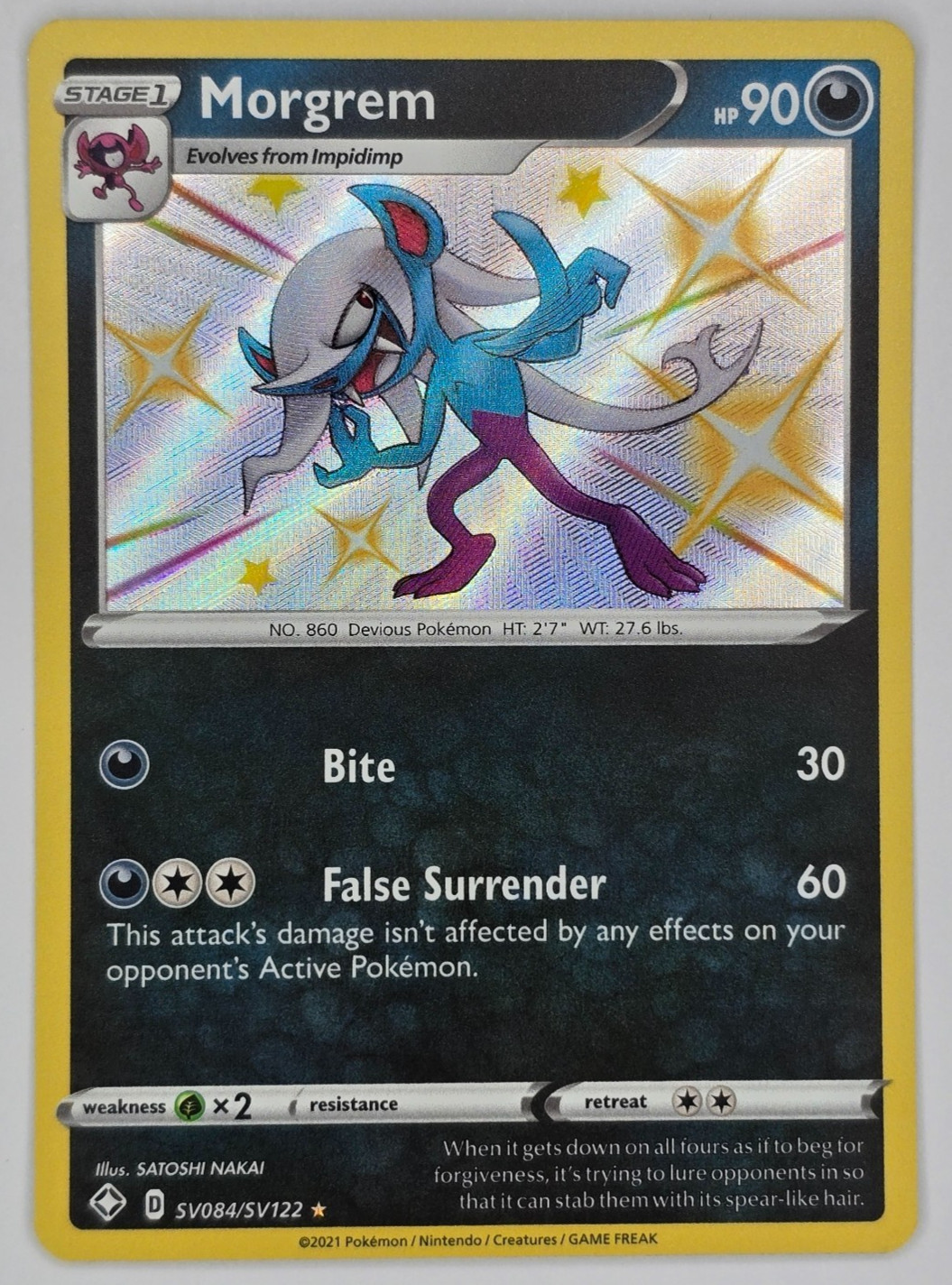 Pokémon Morgrem SV084/SV122 Shining Fates Shiny Vault Shiny Rare NM