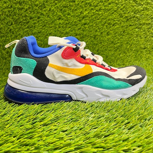 Nike Air Max 270 React Bauhaus Boys Size 6Y White Green Running Shoes Sneakers