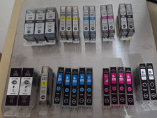 EMPTY PRINTER CARTRIDGES CANON 220/221 LOT OF 26 BLACK, YELLOW, MAGENTA, CYAN
