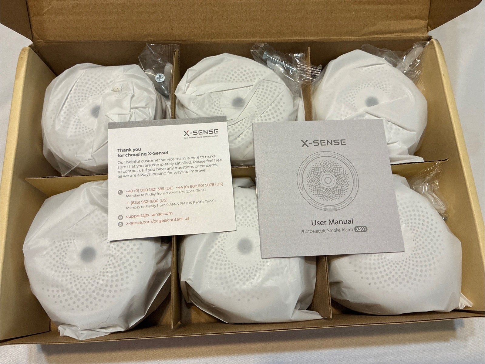 X-Sense XS01 Mini Smoke Alarm,  Fire LED Indicator & Silence Button, 6-Pack NEW!