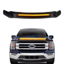 Hood Shield For Ford F-150 2021-2024hood Protector With Led Lights Matt Black