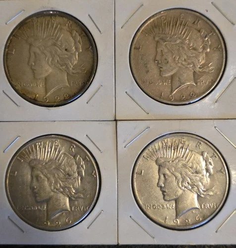 *LOT OF 4 PEACE SILVER DOLLARS 1922, 1922d, 1926s, 1926s