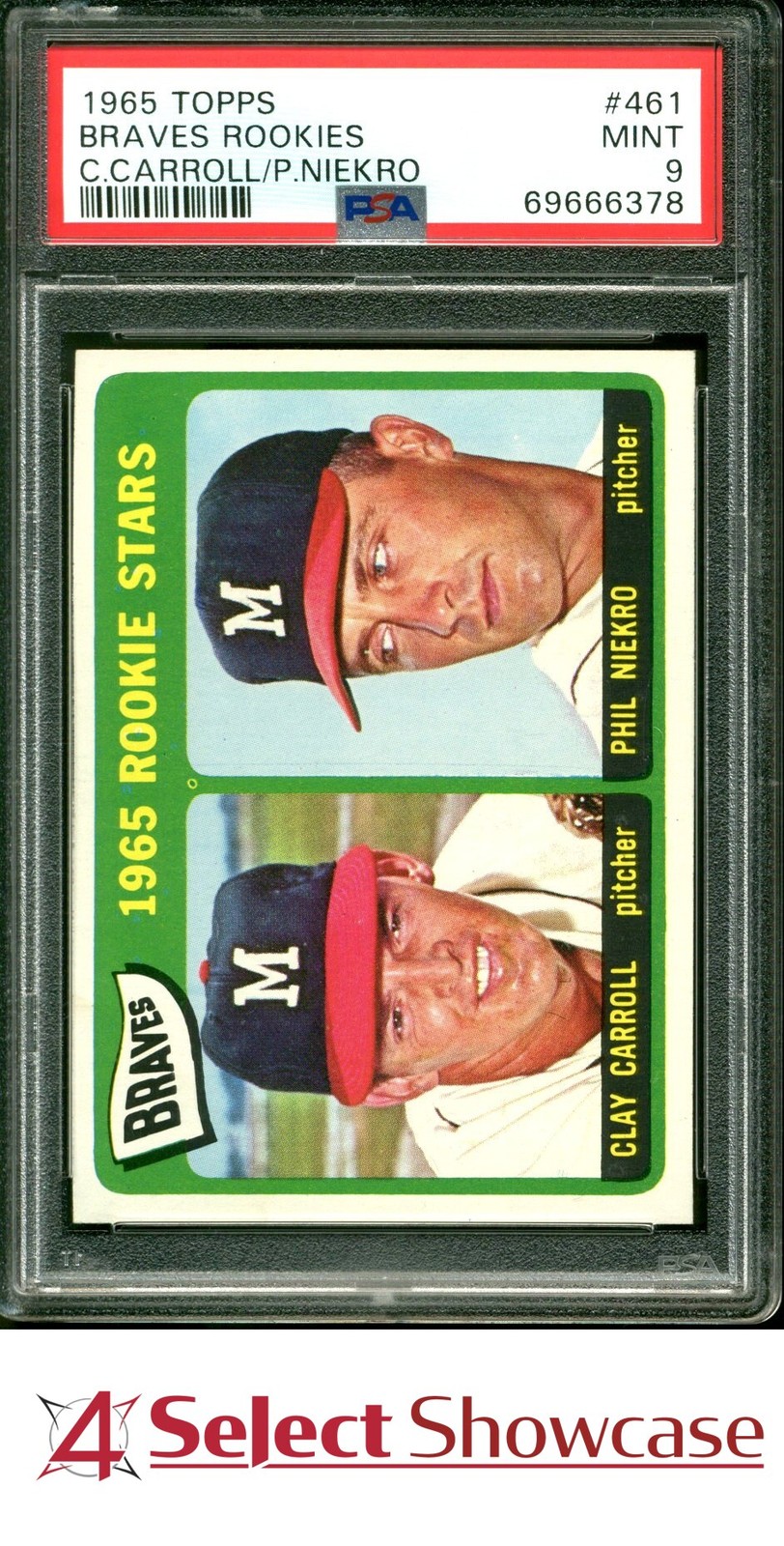 1965 TOPPS #461 PHIL NIEKRO RC BRAVES HOF PSA 9