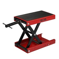 Red Motorcycle Scissor Jack Lift Stand Widow Cruiser Touring Bike 1100lbs Load