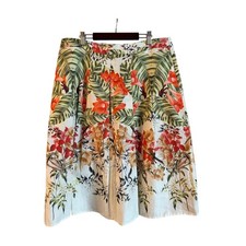 Talbots Tropical Floral A-Line Skirt Linen Blend Size 12 Knee Length Vacation