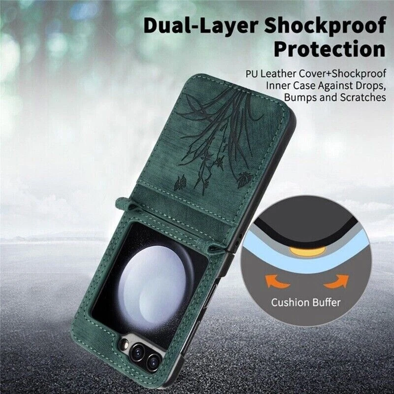 Wallet Card Holder Leather Case Cover For Samsung Galaxy Z Flip 7 FE 6 5 4 3 - Image 4 of 4