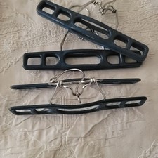 3 Vintage Retro Plastic Clamping Hangers 11" For Pants Skirts Slacks