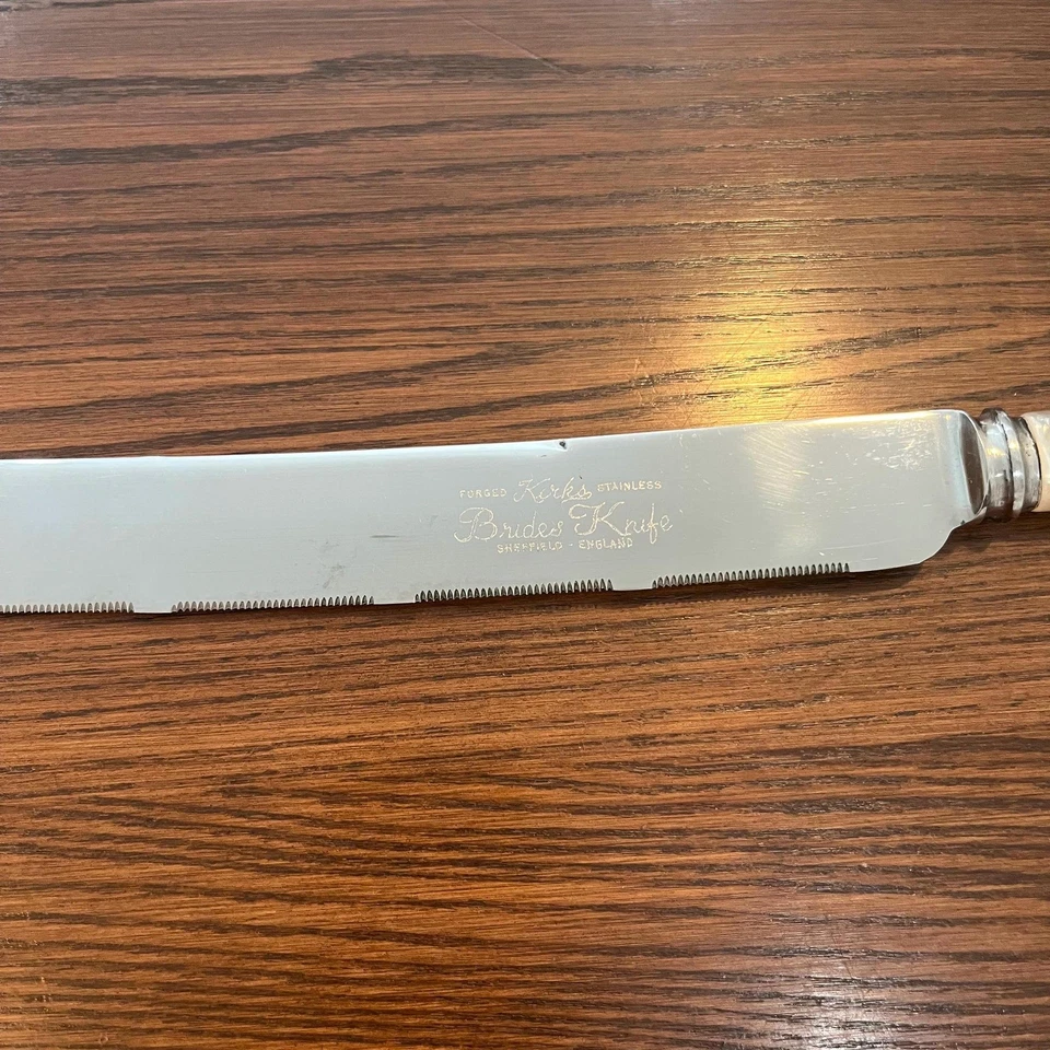 VTG 1960s Bride's Cake Knife Kirk's Sheffield England Engraved Wedding Keepsake - Image 2 of 4